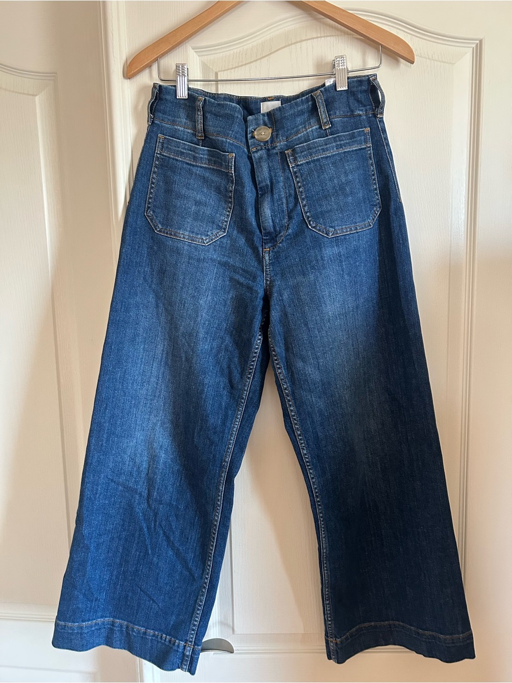 Maeve Wide-Leg Denim Jeans in Indigo Blue